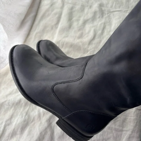 Born Shaunie Black‎ Leather Women’s Riding Boot Size 6 Wide Calf New $240